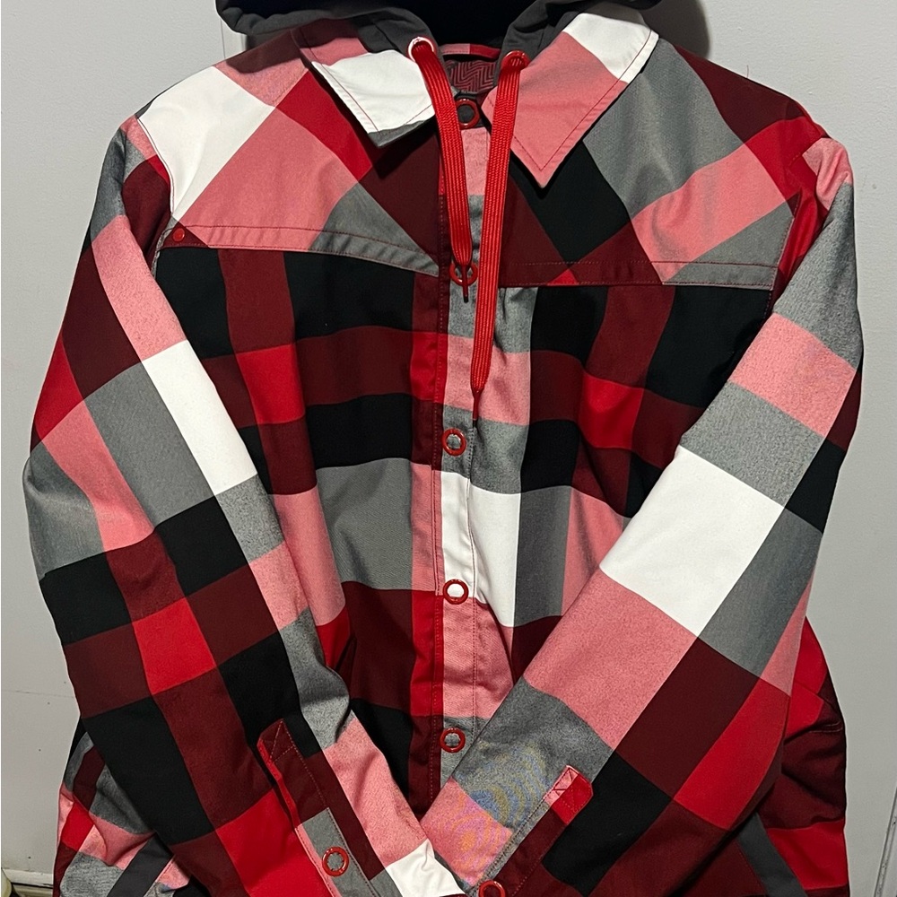 Under Armour Red, Black, and Gray Hooded Jacket.